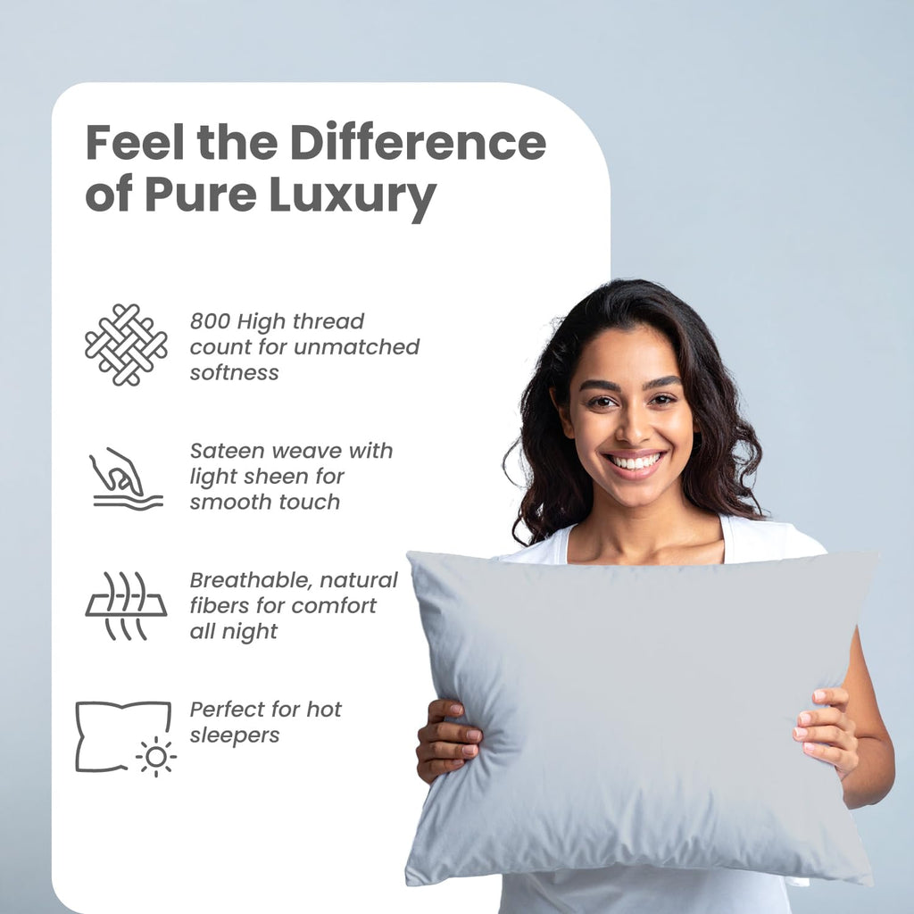 800 TC Egyptian Cotton Pillow Case King Size Pillowcases King Size Bed Luxury Hotel Quality Pillow Cover Set of 4