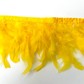 Turkey Feathers Fringe Trim for Party Clothing DIY Sewing Crafts Decoration Pack of 2 Yards (Golden Yellow)