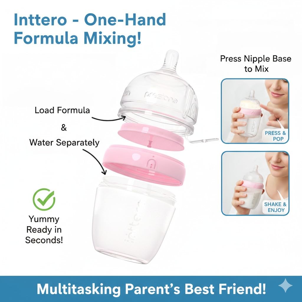 Bottles with Built-in Formula Dispenser, Anti-Colic Wide Neck Design for Newborn Feeding and Everyday Baby