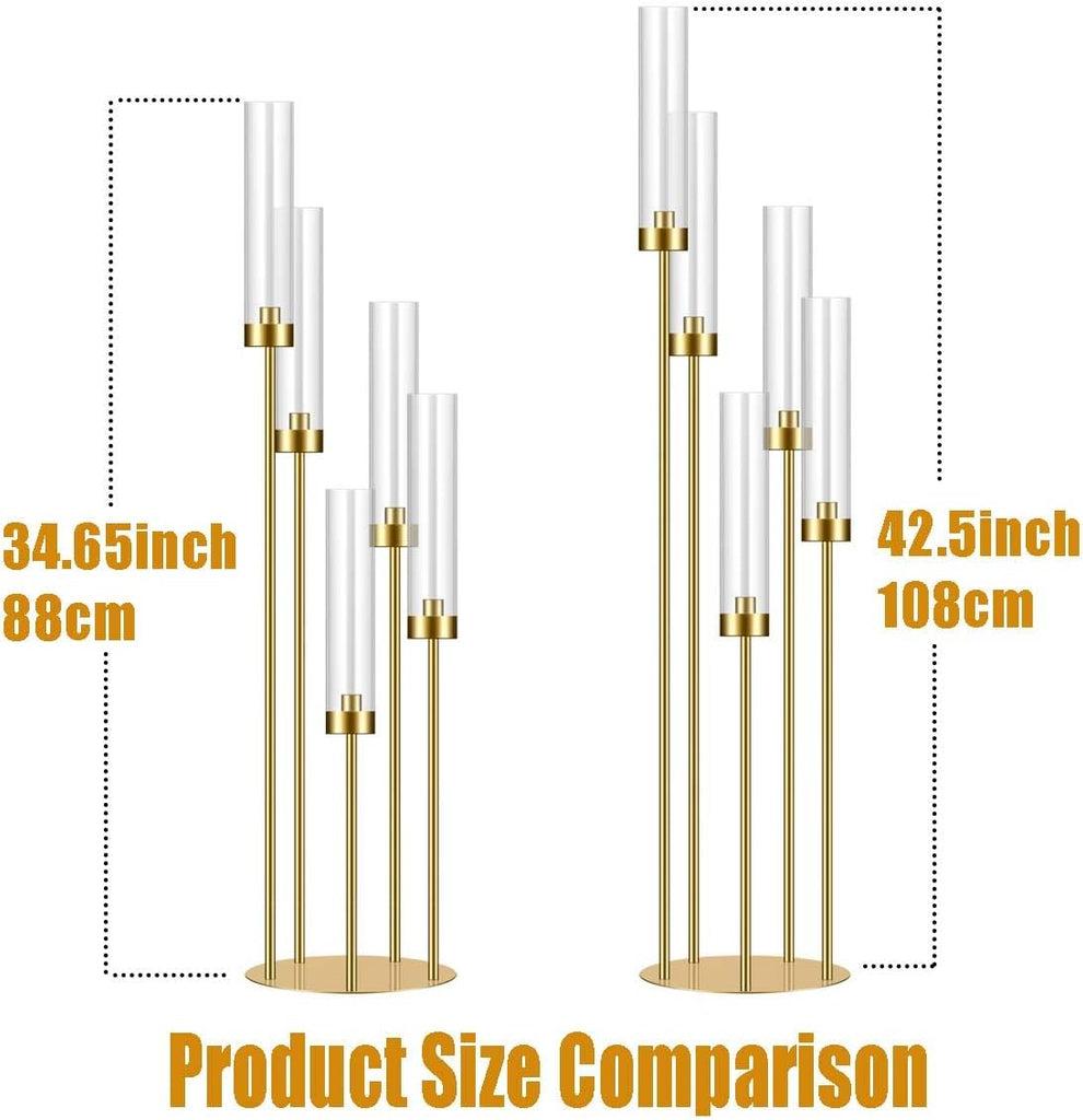 35in 4 Set Gold Candelabra Candle Centerpieces for Tables Candlesticks Holder Wedding Centerpieces Table Decorations