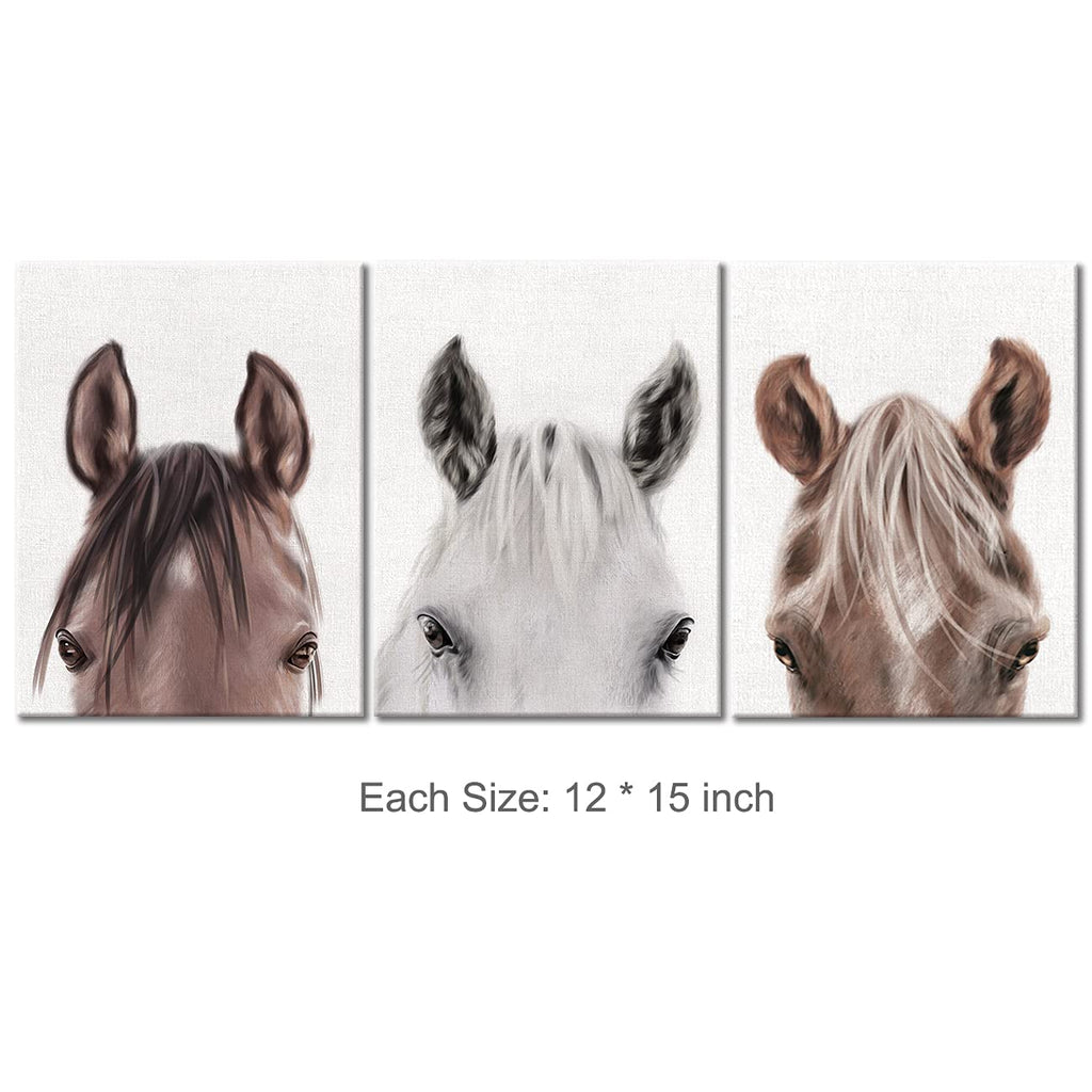 Set of 3 Horse Pictures Wall Art Decor Framed (11.5x15 Inch)
