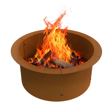 Outdoor Fire Pit Ring-27.5" Outer 23.6" Inter-Round Fire Pit Insert-Corten Steel Firepit Liner Heavy Duty Metal