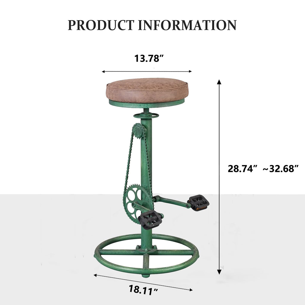 Vintage DIY Bar Stool Bicycle Chain Iron Pedal Retro Industrial Height Adjustable Bicycle Wheel Design bar Chair Set