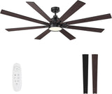 72" Ceiling Fan with LED Light and Remote - Black and Brown