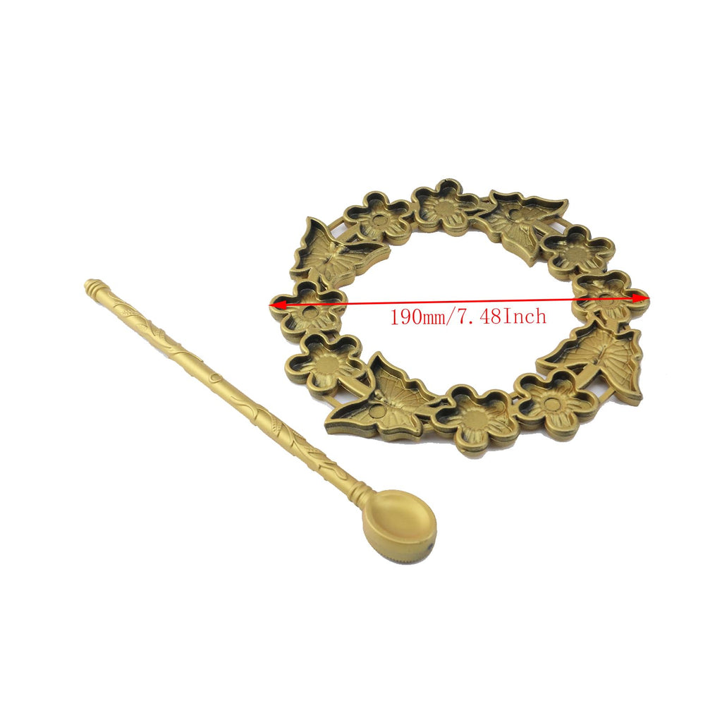 Gold Curtain Tieback, Round Drapery Holdback, Flower Butterfly - 2pcs