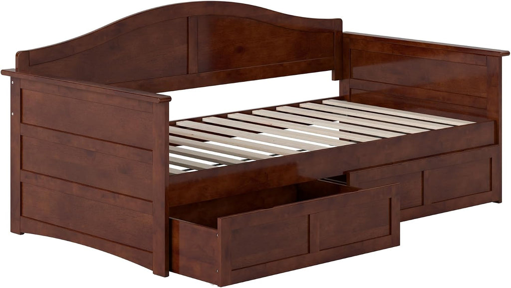 Acadia Twin Wood Daybed with 2 Storage Drawers, Walnut