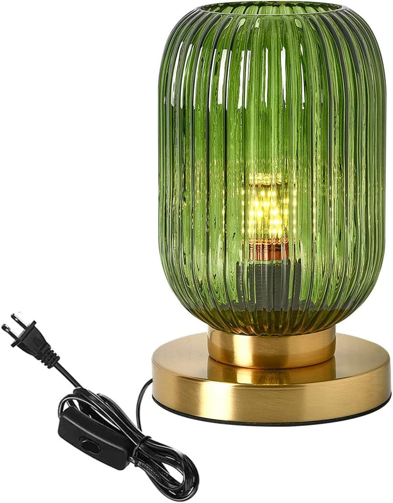 Glass Table Lamps Mid Century Modern Globe Table lamp Gold Desk lamp nightstand lamp with Green Pump