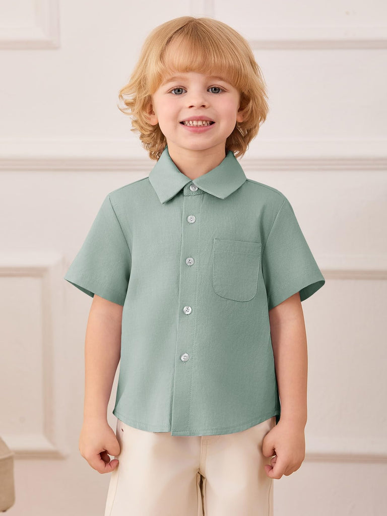 Toddler Baby Boy Short Sleeve Button Down Shirt Kid Dress Shirt