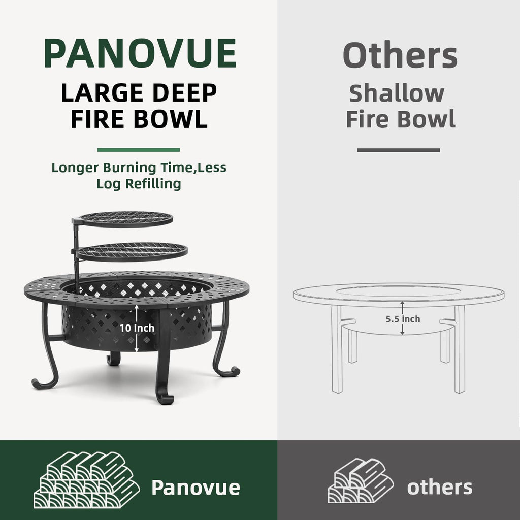 42 Inch Outdoor Fire Pit with 2 BBQ Grills