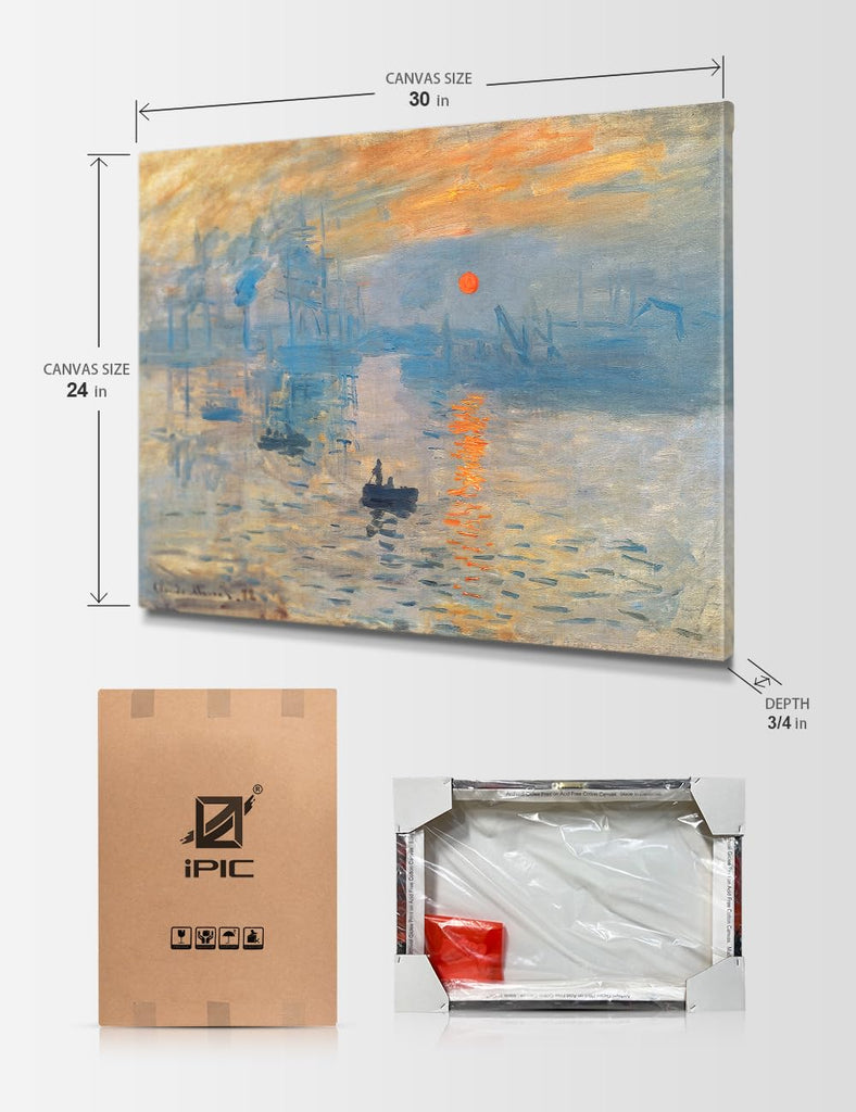 Claude Monet Wall Art, Impression Sunrise, 30x24 in