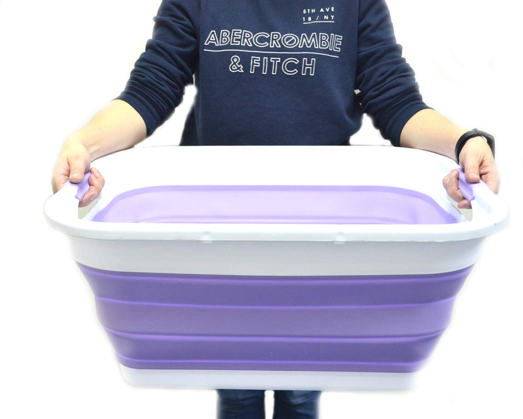Set of (10.8 gallon) Collapsible Plastic Laundry Basket-Pop Up Storage Container-Portable Washing Tub-Space