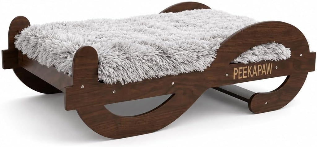 Wood Elevated Raised Dog Bed Frame Mat Set, 110lb