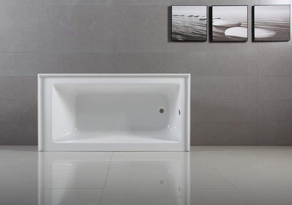 VTAP603222R 60-Inch Acrylic 3-Wall Alcove Tub with Right Hand Drain Hole, White