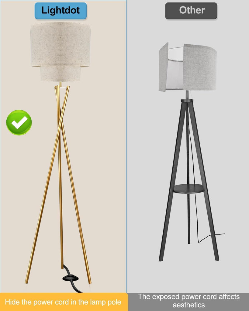 Tripod Floor Lamp, Modern Floor Lamps, Standing Lamp with Dual Drum, E26 Bulb Included, 67.7" Tall Floor Lamp