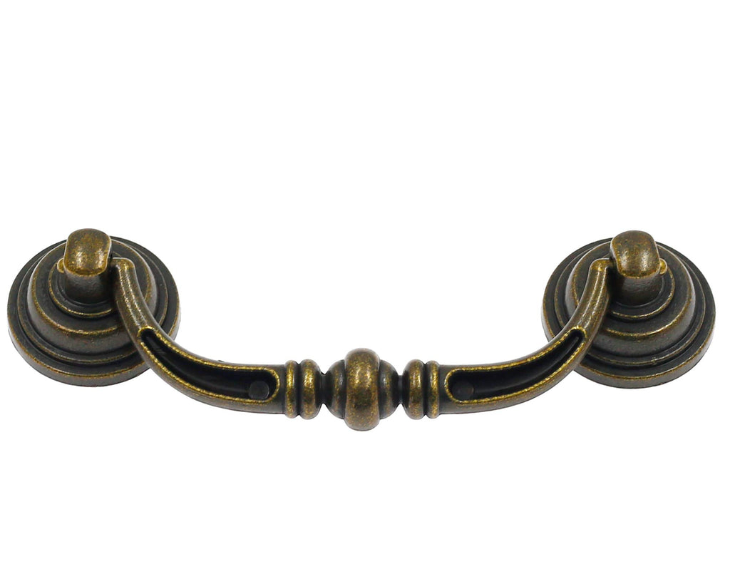 8Pcs Bail Pull Drawer Handles 3.5 Inch Hole To Hole, Bail Drawer Pull Drop Handles Desk Drawer Handle, Bronze Antique