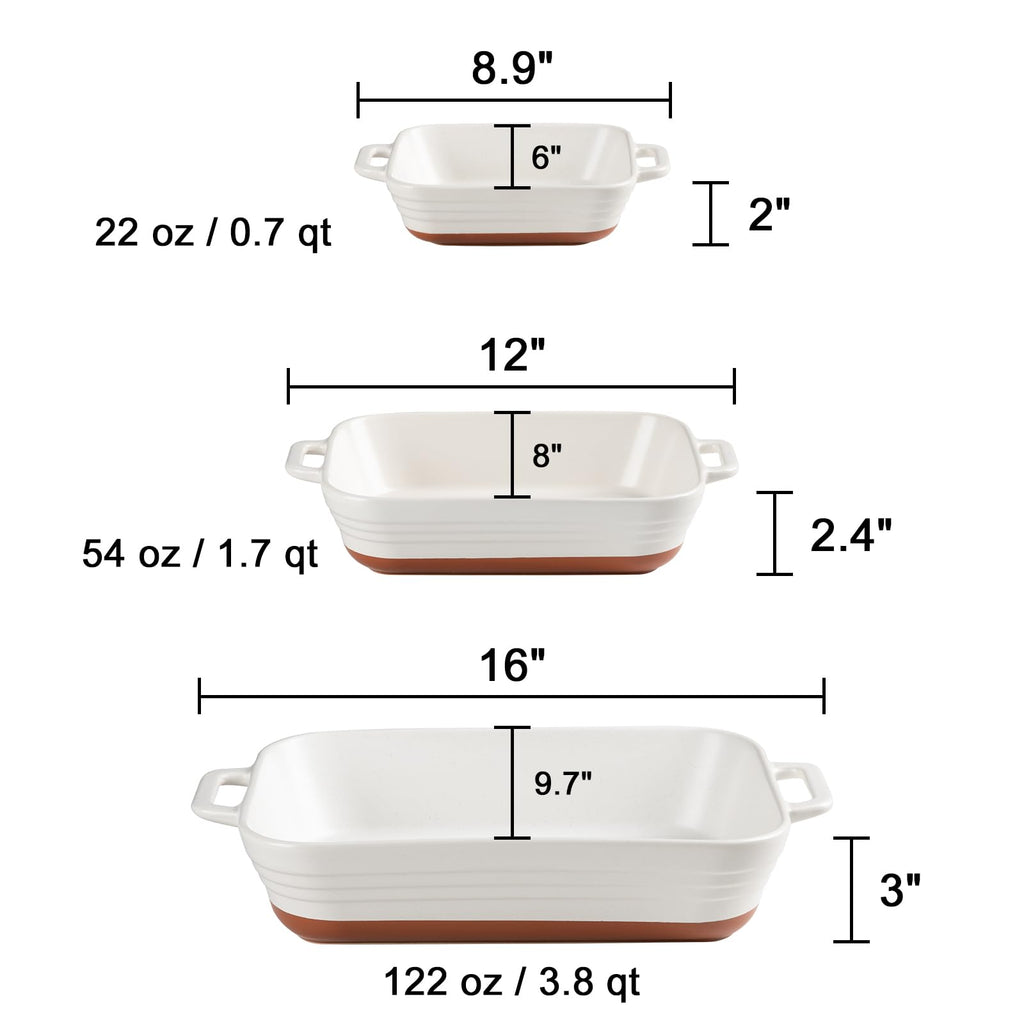 Relief Casserole Dishes for Oven, Ceramic 9x13 Baking Pans Set for Cooking, Cake, Banquet and Daily Use, Rectangular