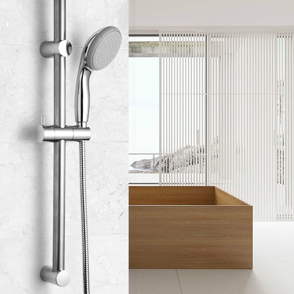 Shower Slide Bar 24 in Segmental Slide Bar Adjustable Installation Distance 18-24 in with 360° Adjustable Handheld
