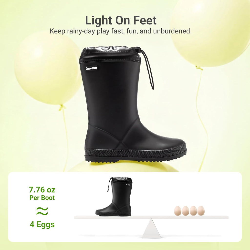 Kids Waterproof Drawstring Rain Boots
