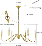 Gold Chandelier, 6-Light Chandelier for Dining Room, Bedroom, Foyer, Living Room, Kitchen Island, Entryway, Office, Bar,Farmhouse DŽcor A109-B0DGXCWVGF