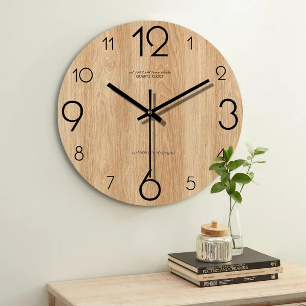 12 inch Vintage Wood Grain Simple Wall Clocks Silent Creative Living Room Decoration Wall Clock Modern Home Kitchen