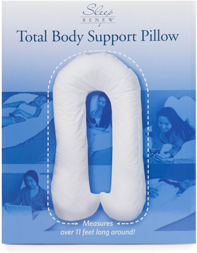 Total Body Support Pillow, U-Shaped Full Body Pillow for Side, Back & Stomach Sleepers, Over 11-Foot Wraparound
