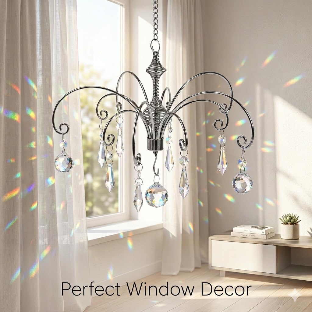 Crystal Suncatcher 2 Pcs 12" Prism Window Hanging Display Silver