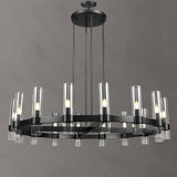 Modern 48" Black Wagon Wheel Chandelier, Black Farmhouse Chandeliers for Dining Room,16-Light Round Living Room Chandelier with Glass Tube for Bedroom,Staircase, Foyer, Entryway, Includes Bulbs A115-B0CQKD6SH5