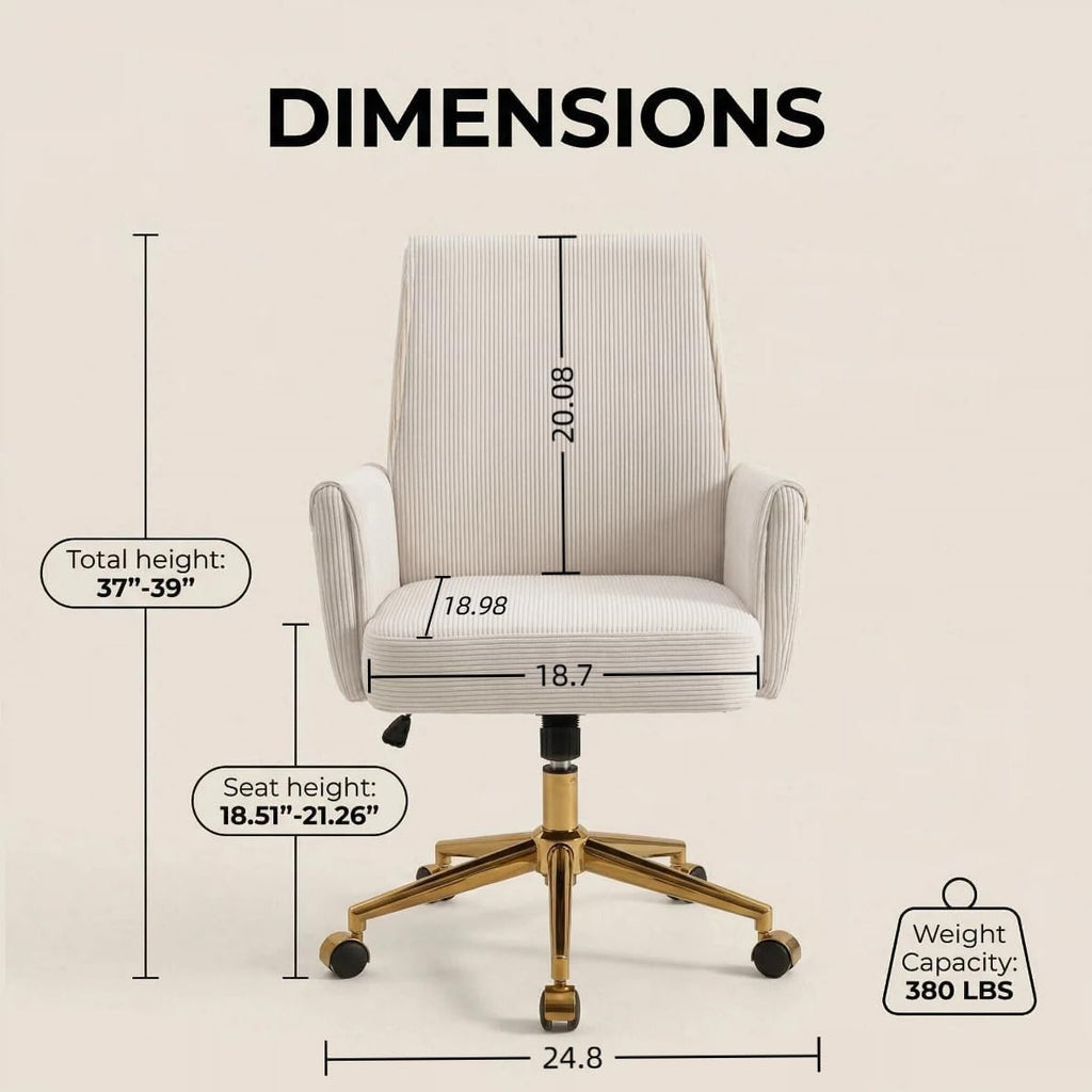 Velvet Home Office Desk Chair, Accent Upholstered Modern Height Adjustable Swivel Chair with Wheels,Ergonomic