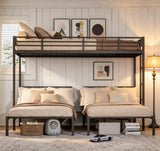 Twin Triple Bunk Bed for Kids, Teens,Adults, Metal Twin XL Bunk Beds for 3, 3 bunk Bed for 3 Kids, Adults（Heavy Metal