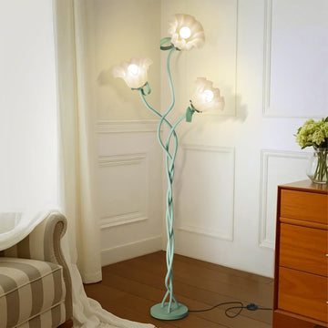 Flower Standing Lamp, Cute Corner Floor Lamp with Flexible Gooseneck, 3 Light Floor Reading Lamp with 3 Color