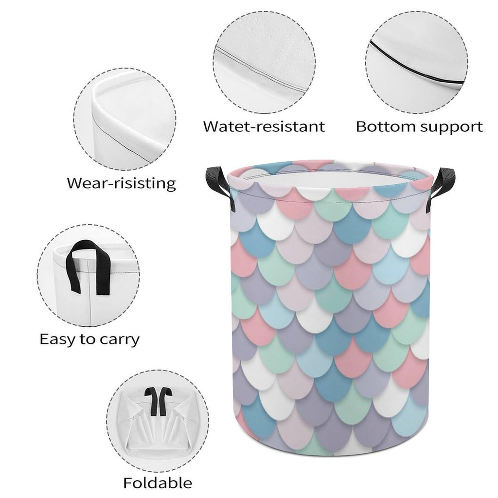 Mermaid Laundry Basket Mermaid Decorations Girls Hamper Clothes Toy Storage Bin for Kids Girls Bathroom Decor