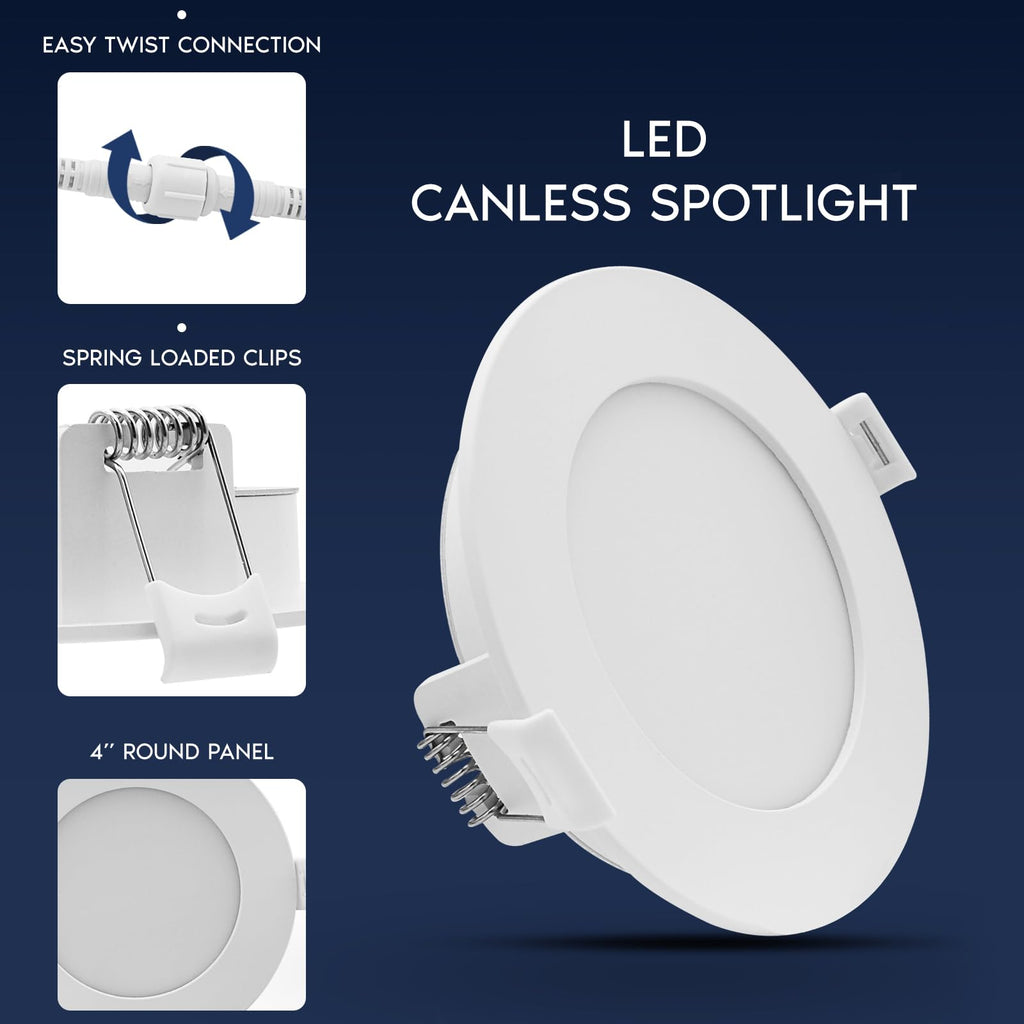 4 Inch LED Recessed Light, ECO Backlit Mini Panel Spotlight, 4 Pack