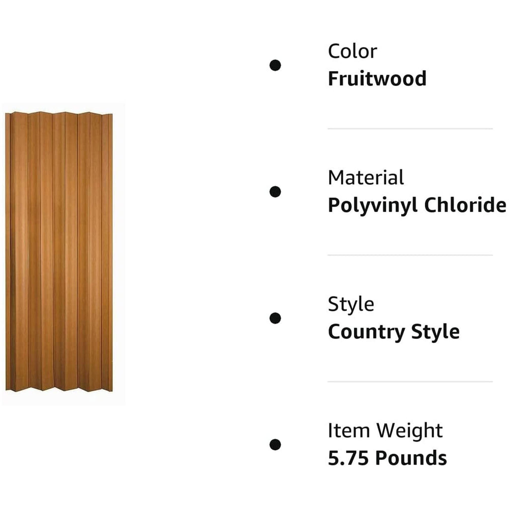 Regent Interior Accordion Folding Door, 36" x 80", Fruitwood