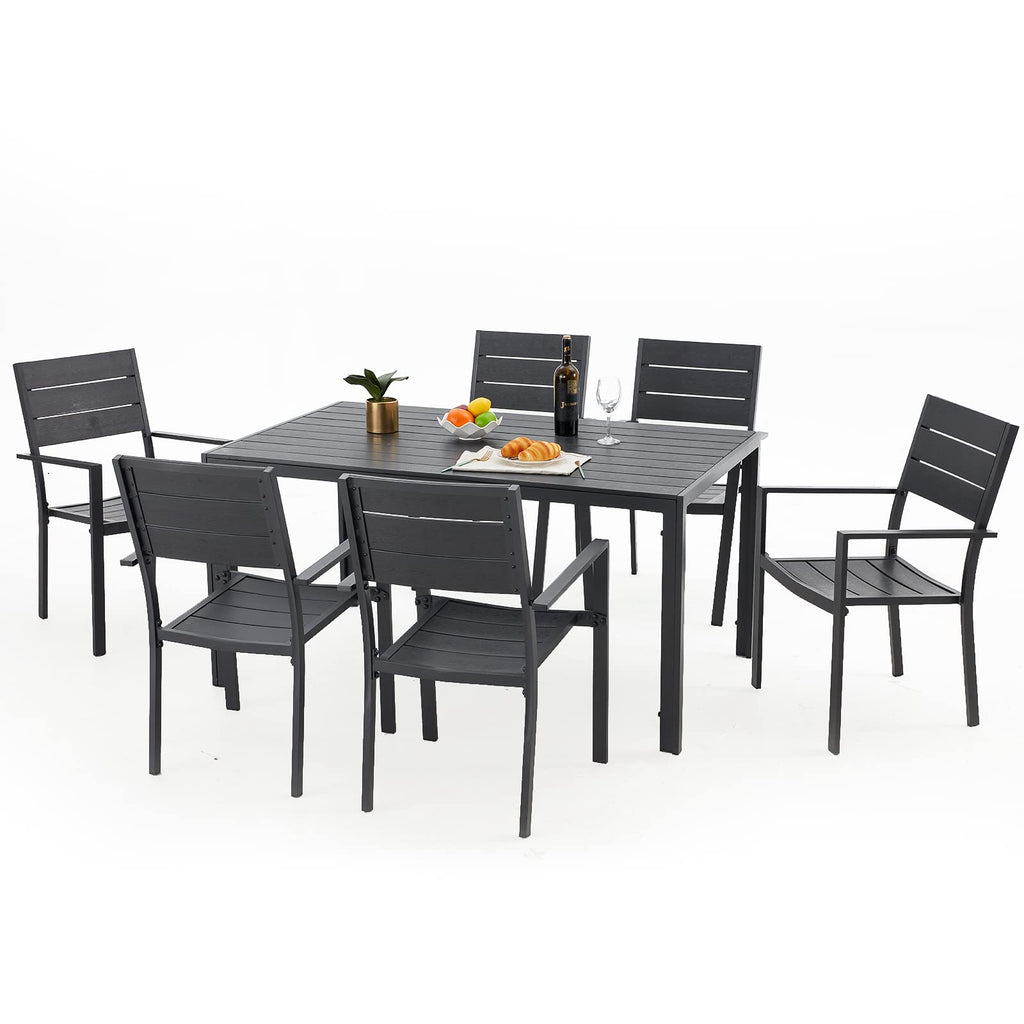4 Pieces Outdoor Dining Chairs, Aluminum Frame Stackable Patio Chair with Armrest for Garden, Poolside, Backyard