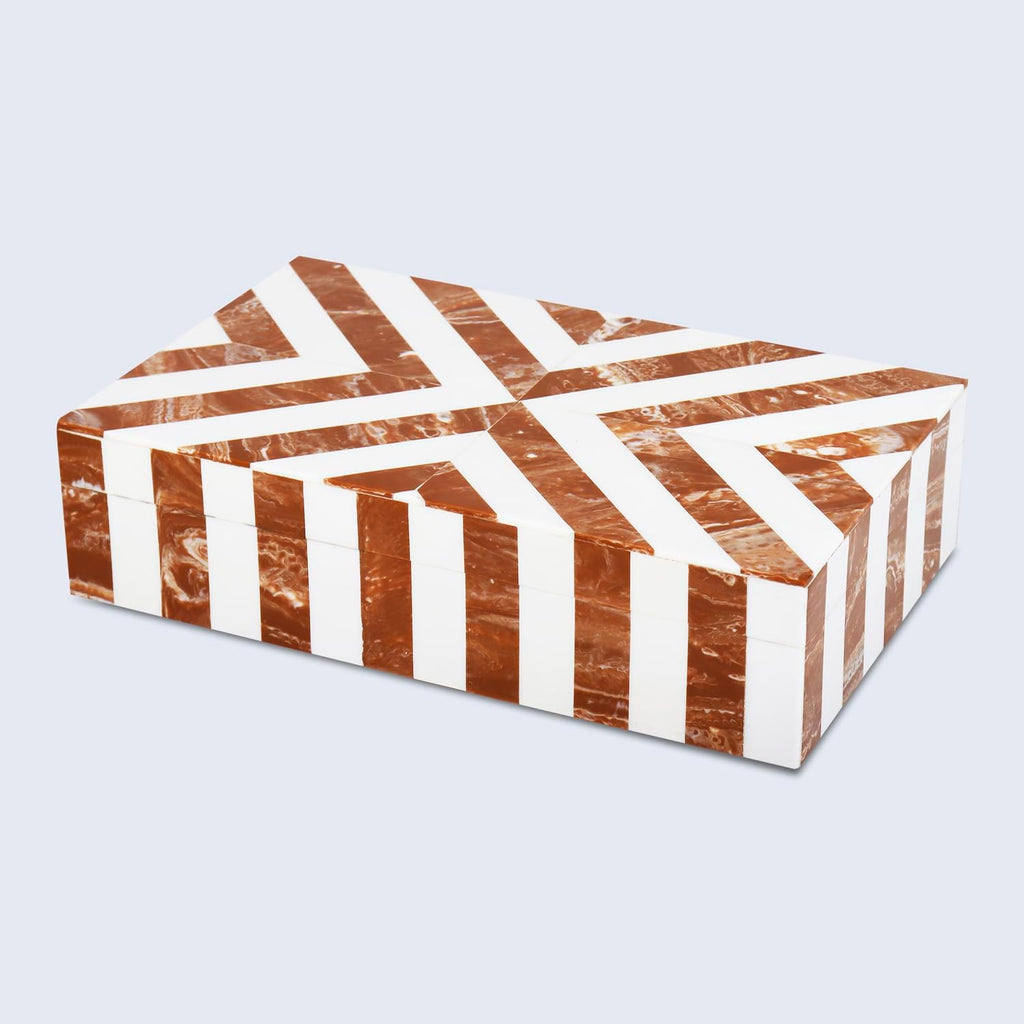 Decorative Storage Box 10x6 - Remote Organizer Box with Lid, Modern Decorative Keepsake Box, Boho Shelf Décor