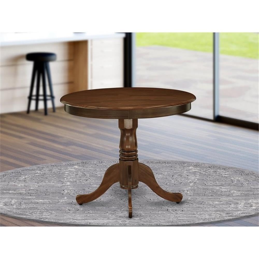West Furniture ANT-AWA-TP Antique Modern Kitchen Table - a Round Dining Table Top with Pedestal Base, 36x36 Inch
