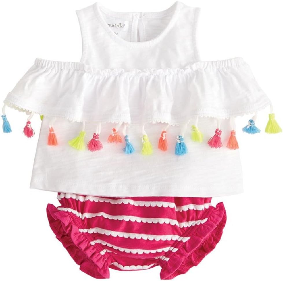 Baby Girls' Tassel Pinafore Cold Shoulder 2 Pc Play Set & Bloomers
