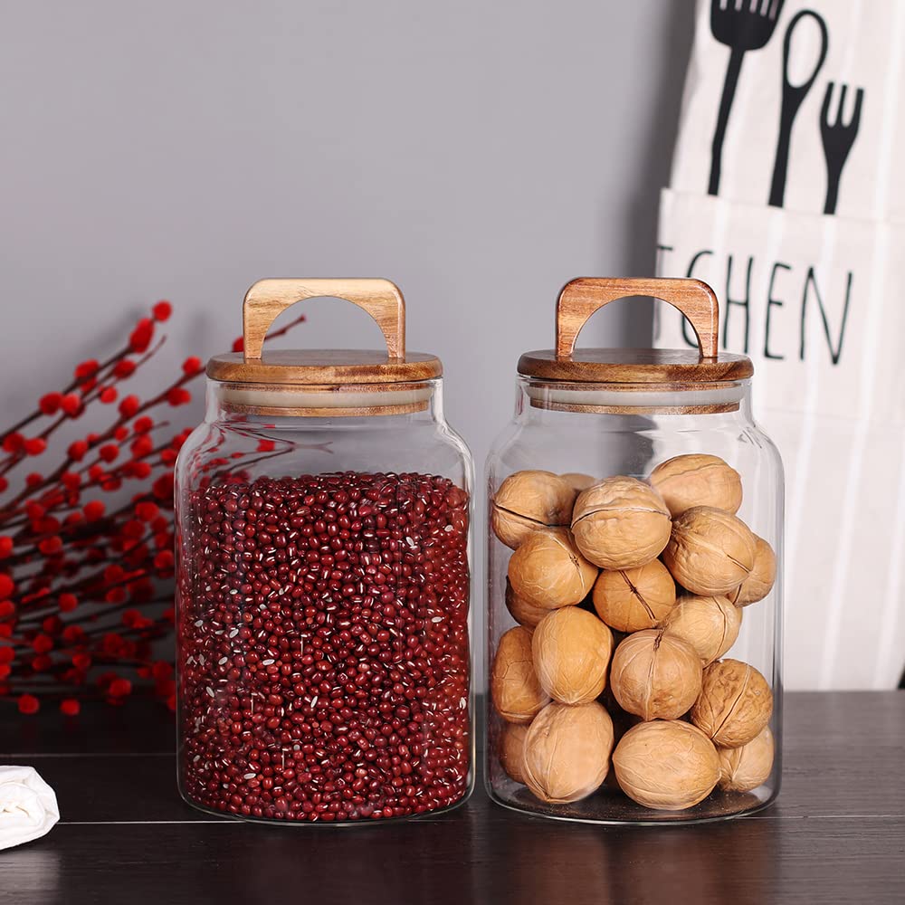 Canister Set of 2, Glass Kitchen Canisters