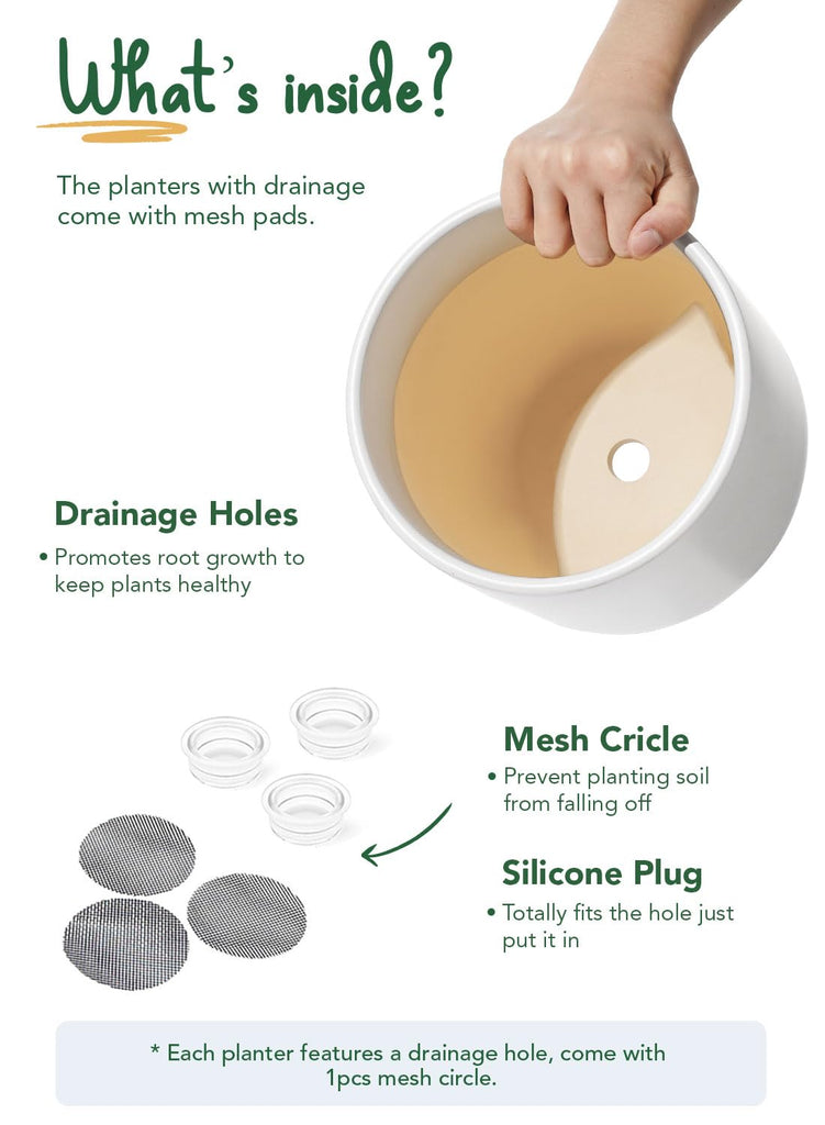 6, 8 & 10 Inch Ceramic Planter Set for Indoor Plants, White