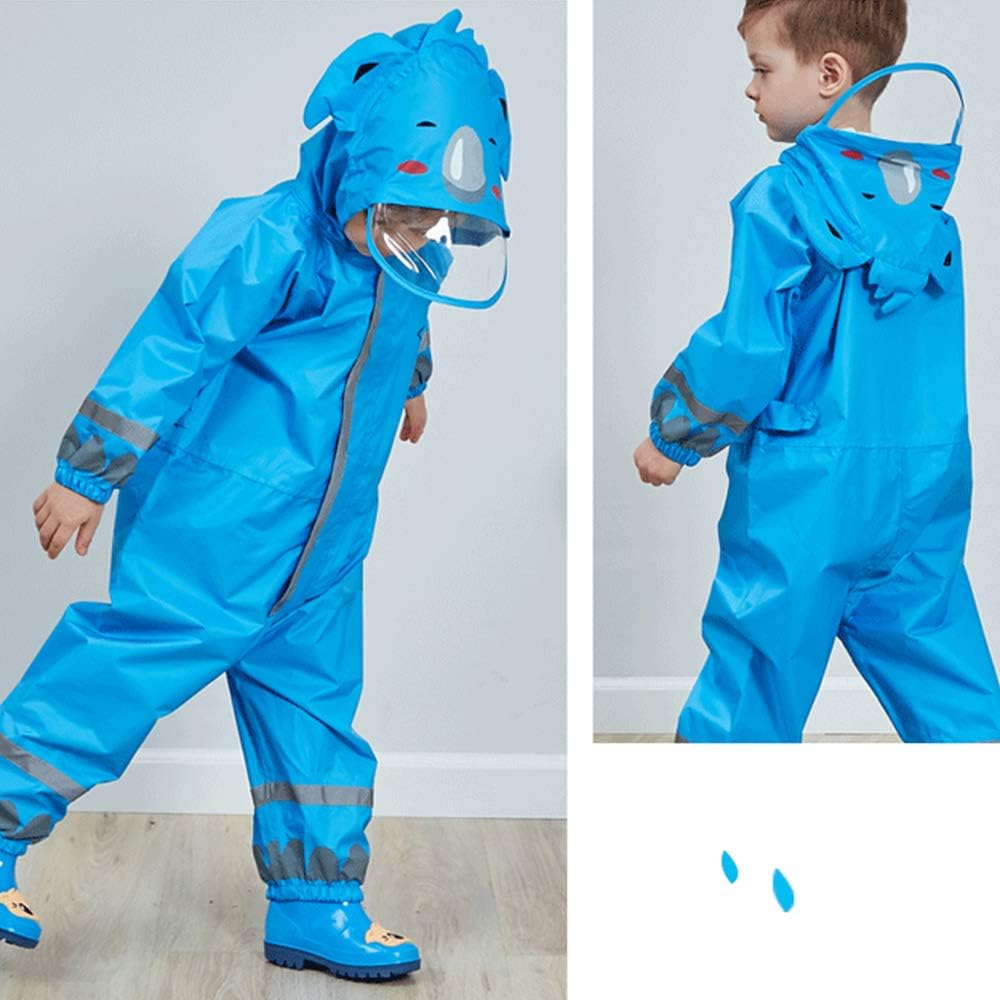 Toddler Rain Suit, Kids Muddy Play Buddies One Piece Hoodie Rain Jacket Coat Poncho Gear Coverall Baby Girl Boy