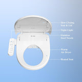 Elongated Electric Bidet Toilet Seat with Warm Water Wash, Heated Seat, Quiet-Close Lid, Air Dryer, Customizable Wash Modes