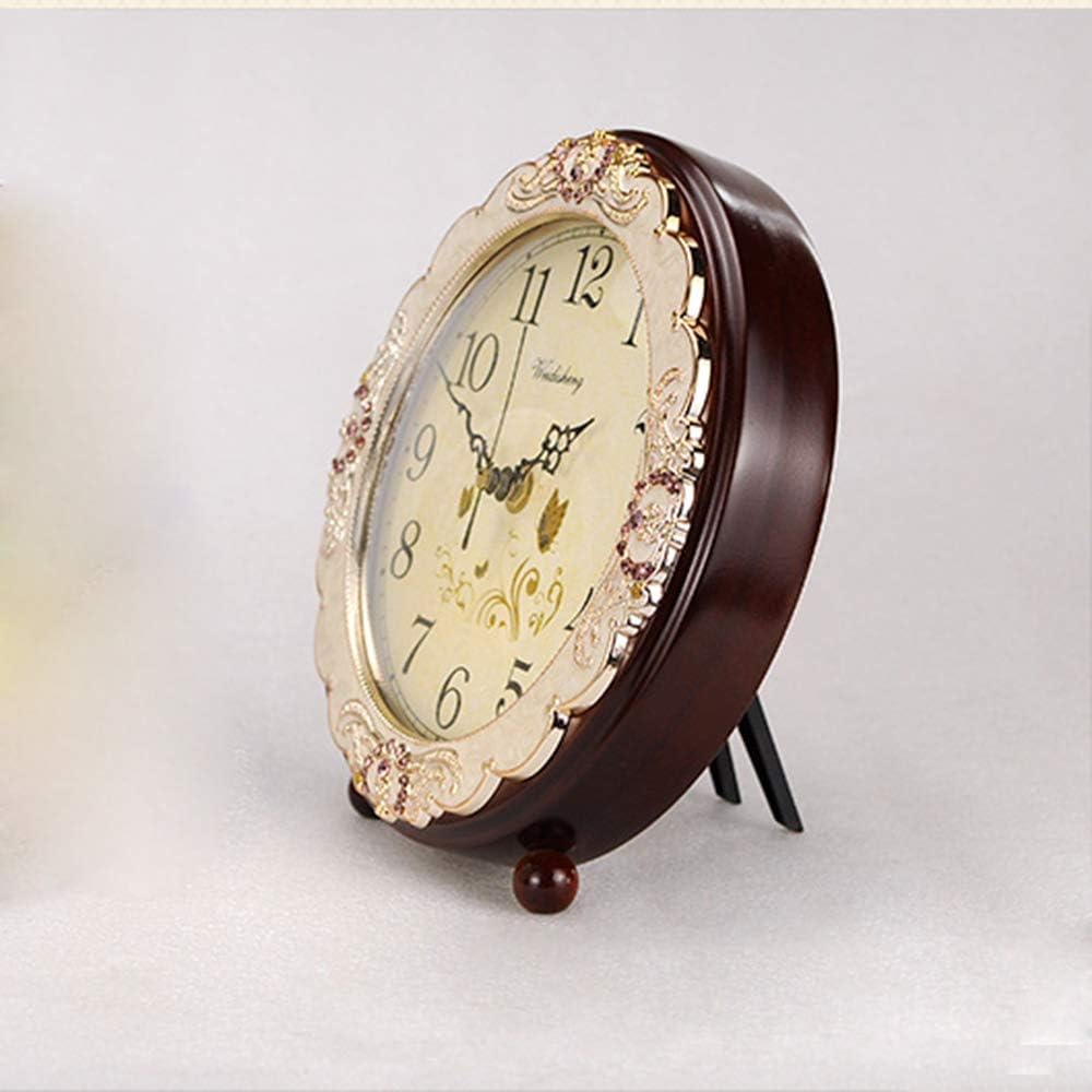 Justup Vintage Table Clock, Retro Non-Ticking European Style Beside Desk Clock Battery Operated Silent Quartz Movement