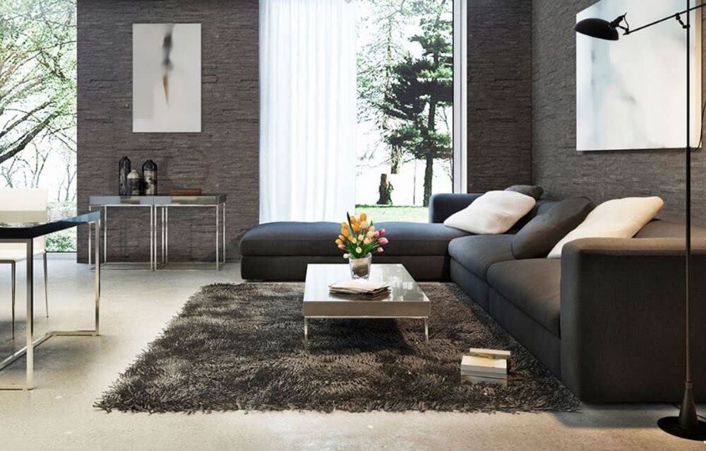 Grey Charcoal Marble 6 in. x 24 in. Natural Stone Ledger Wall Panel Split Face Finish for Backsplash, Accent