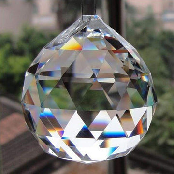 Clear Crystal Hanging Ball Feng Shui Prisms Sun-Catcher Window Decorative Good Luck Prosperity - Home
