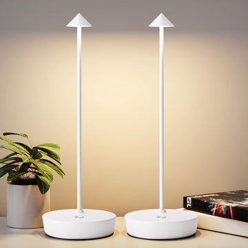 2Pack Rechargeable Cordless Table Lamp, Portable Powered LED Battery 6000mAh Metal USB Desk Lamp, 3 Levels Brightness