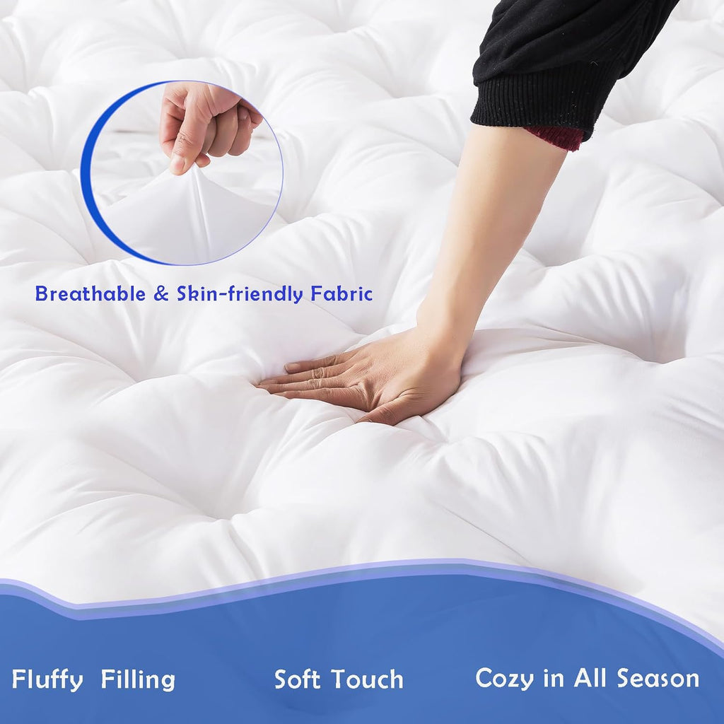 5 Inch Memory Foam Mattress Topper for Back Pain, Filled with Flfuffy Soft Breathable Stuffing, Thick Supportive