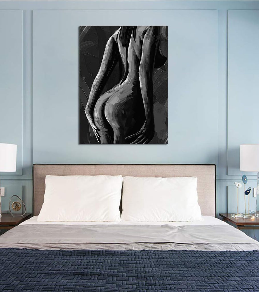 Erotic Woman Buttock Canvas Wall Art Black and White Hot Girl Nude Body Poster Wall Decor Abstract Sexy Female Naked