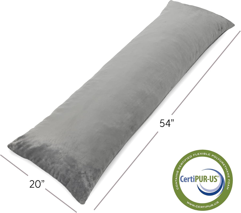 Full Body Pillow - Shredded Memory Foam with Washable Cover - Long, Hypoallergenic, Firm Hug Pillows for Side and