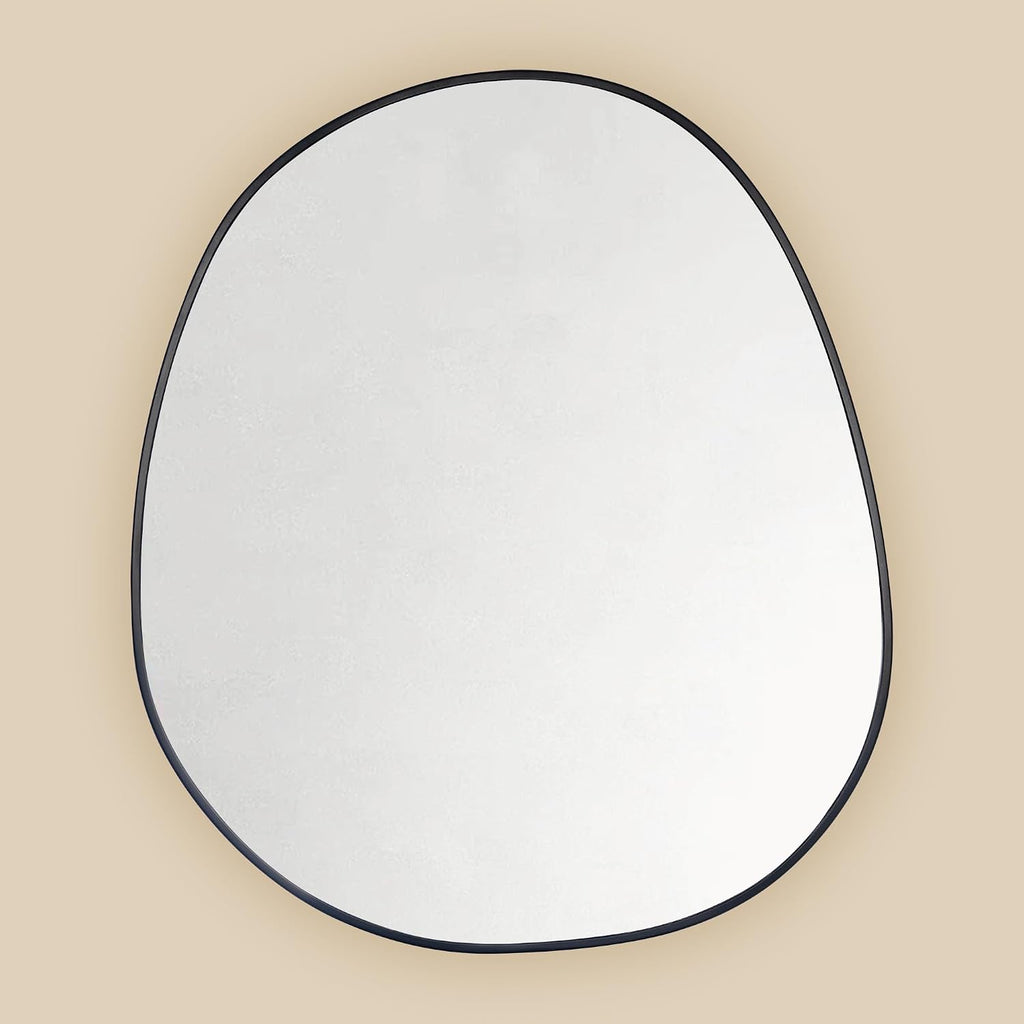 Surface Mount Black Bathroom Medicine Cabinet with Mirror, Wall Mounted Irregular Asymmetrical Bathroom Medicine
