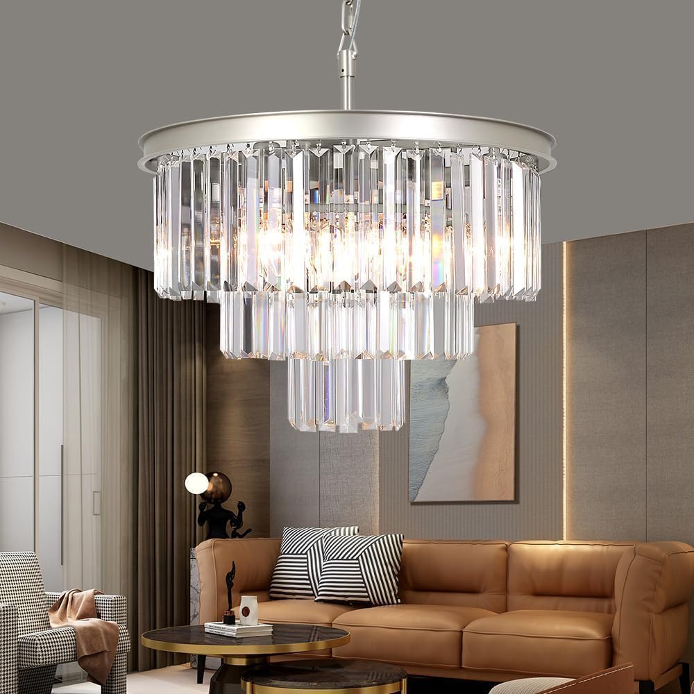 Inspired Odeon Style Nickel Crystal 3-Tier Traditional Chandelier - A107-B07GP5LVBW